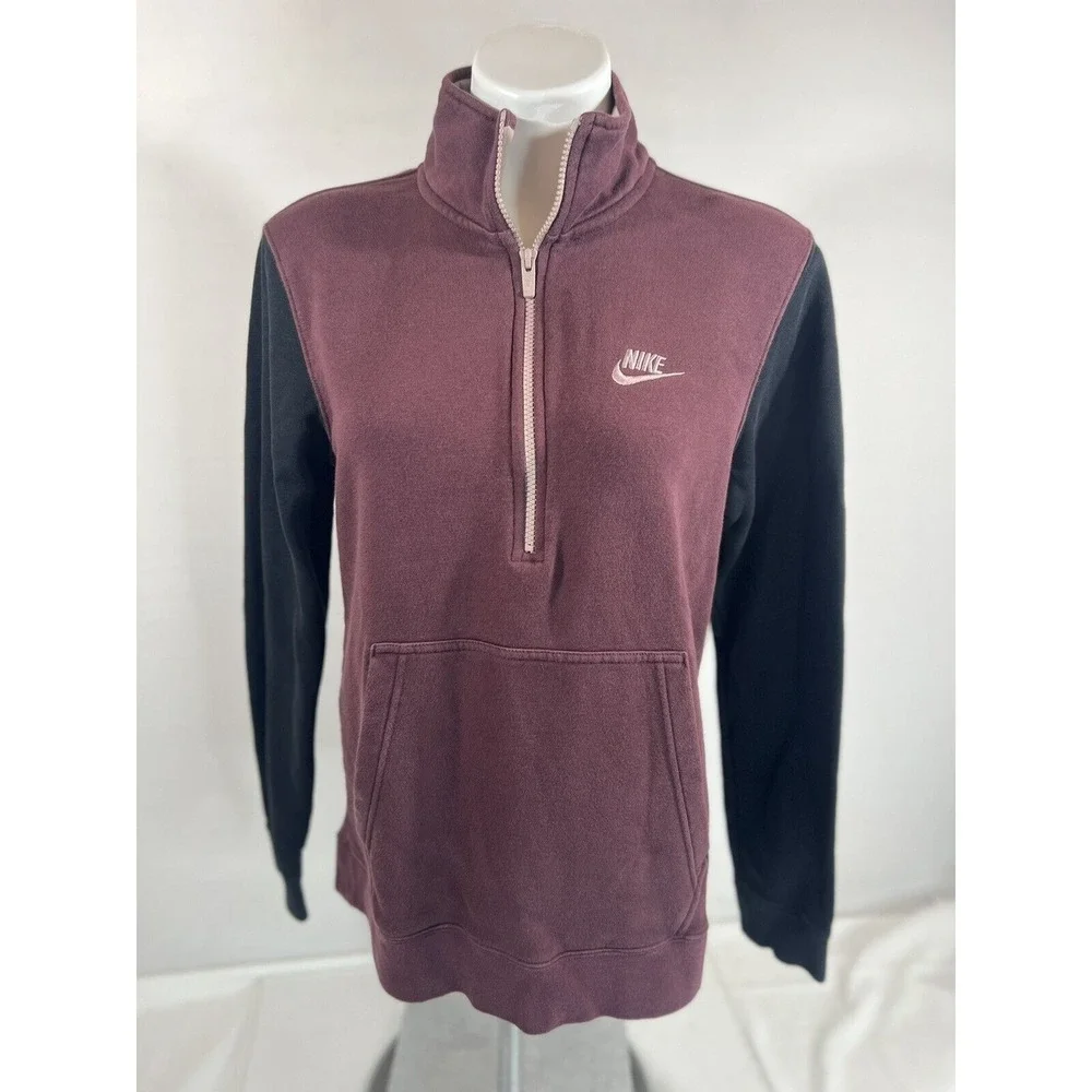 Nike Quarter Zip Pullover Womens Small Maroon Athleisure Streetwear‎